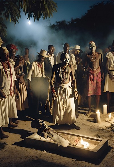 Ritual cubano de magia negra en un cementerio